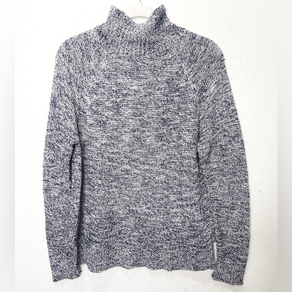 Madewell Mock Turtleneck Knit Long Sleeve Sweater Black White G0443 Size Medium - Picture 3 of 6